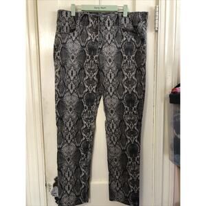 NWOT Apt 9 Women's SIZE 16 Pant Snakeskin Print Straight Mid Rise Elastic Waist